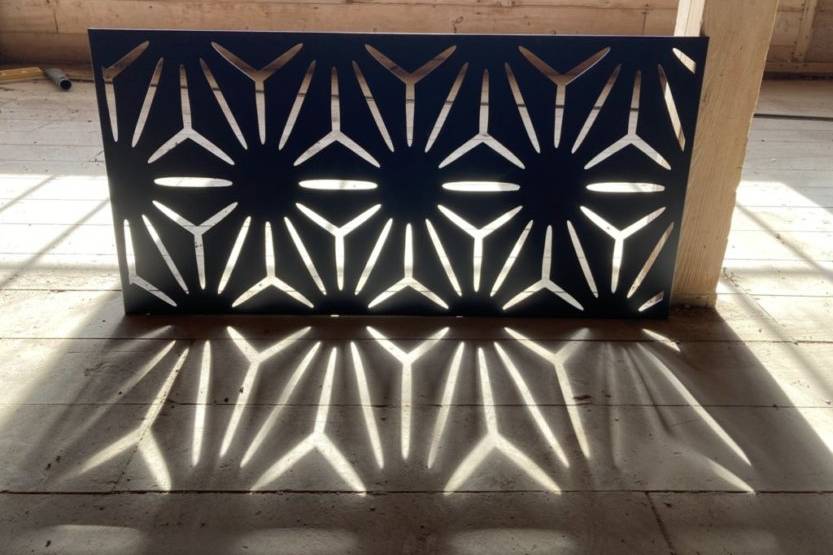 Metal railing panel reflection