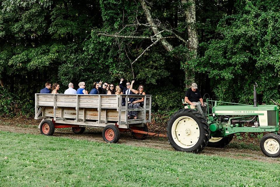 Wagon ride to ceremony