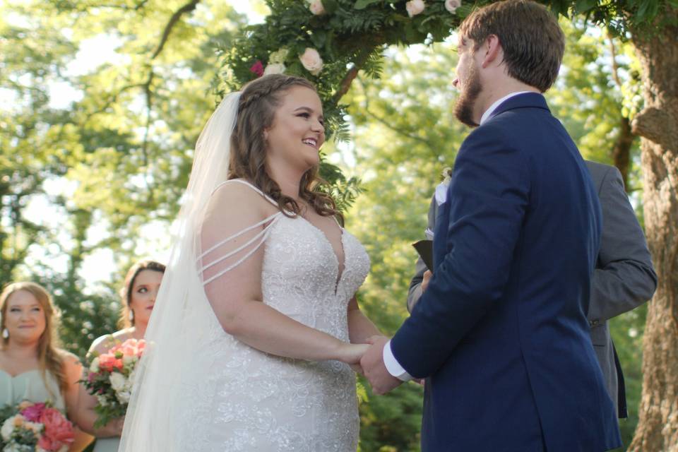 Happy couple exchanging vows