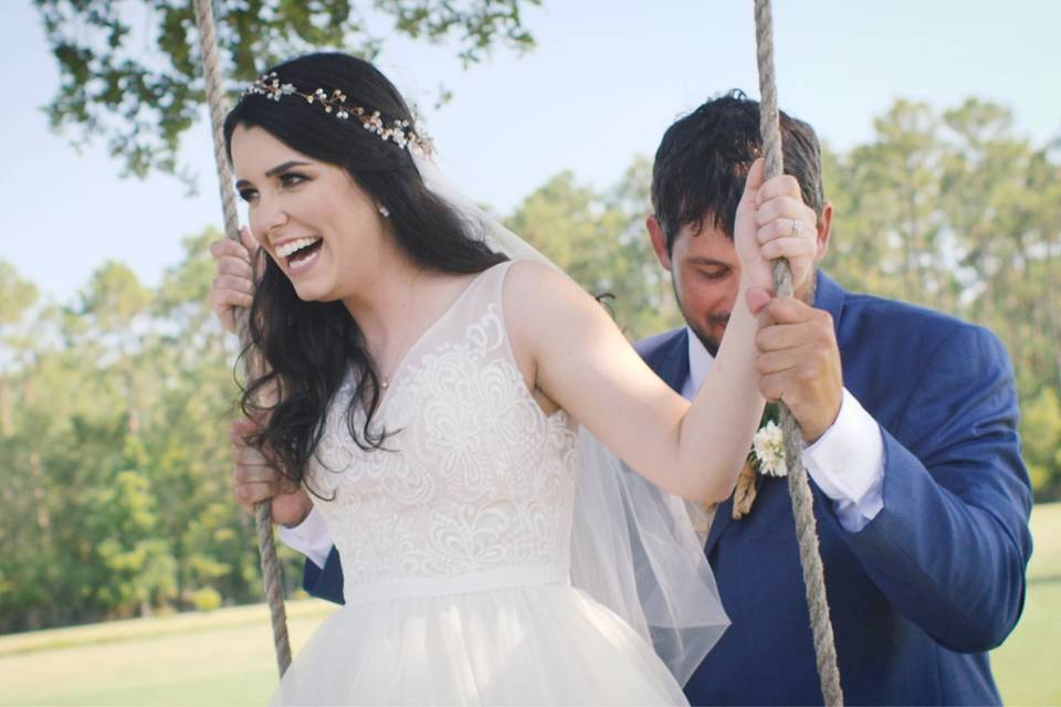 Bride on a swing!