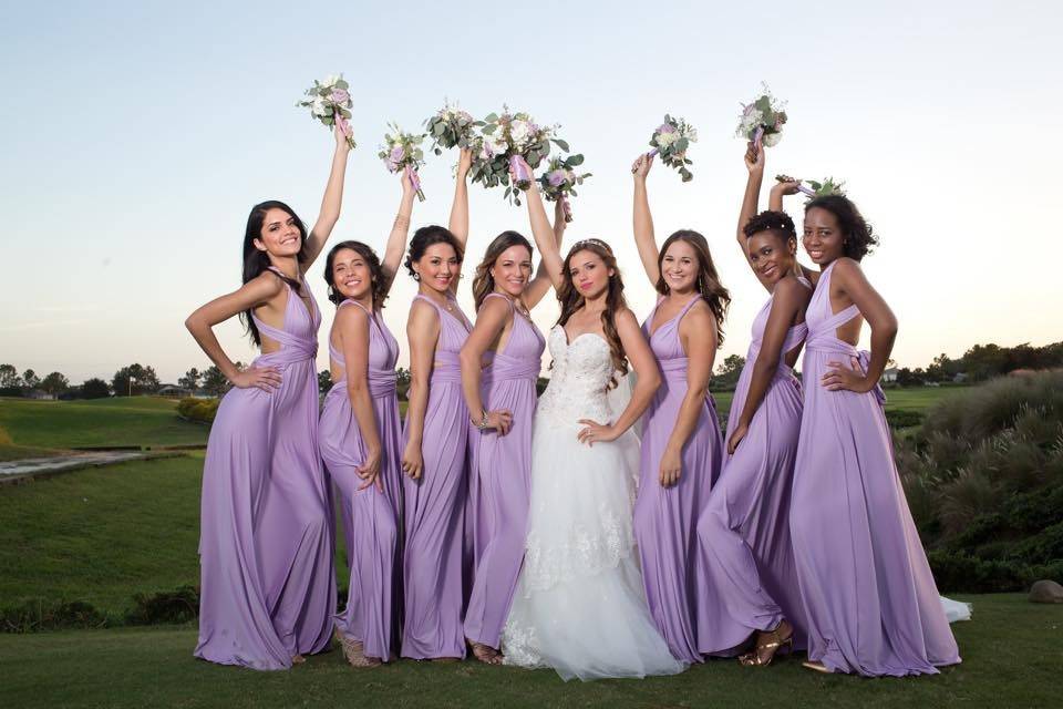 Bride with bridesmaids