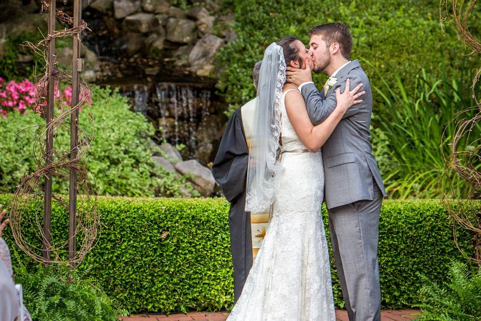 Bride and groom dancing