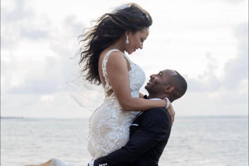 Bride And Groom Beach Photo