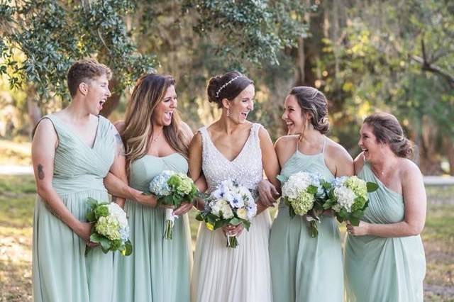 Bride and her bridesmaids