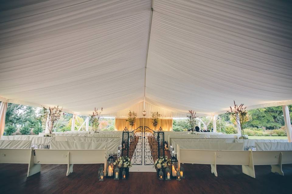 Ceremony altar setting for outdoor tents!