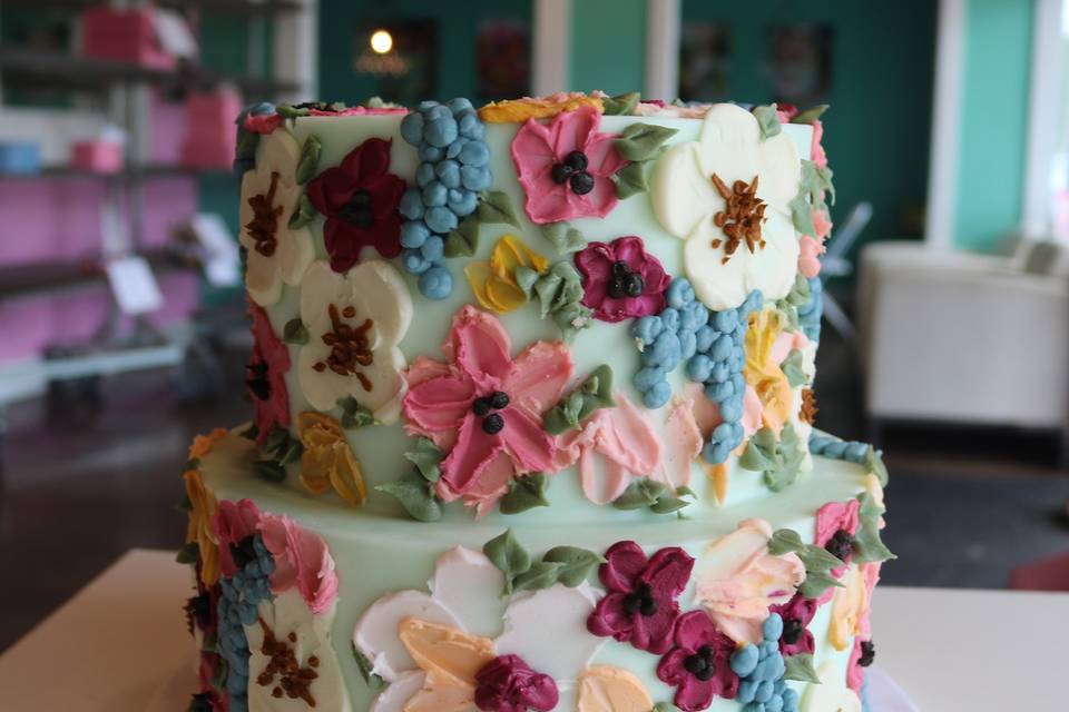 Colorful Textured Flower Cake