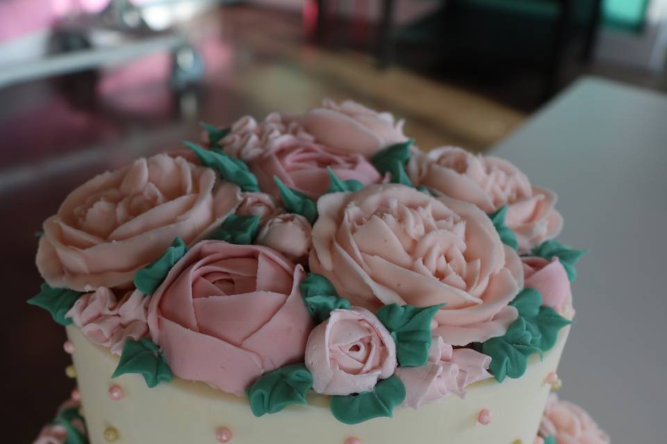 Blush Buttercream Floral Cake