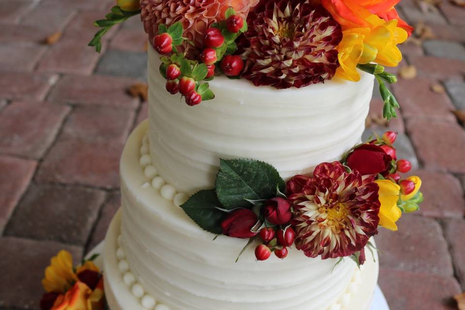 Wedding Cake with Dahlias