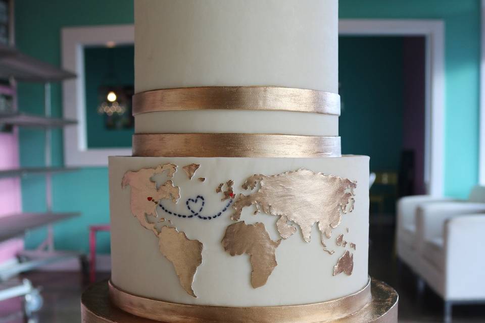 Gold Map Wedding Cake