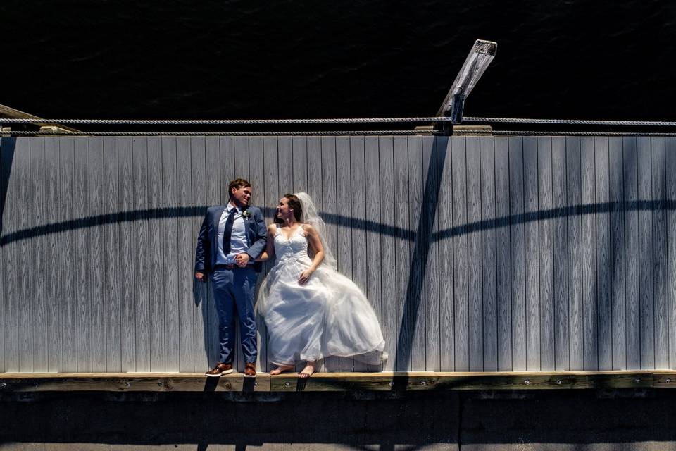 Birdseye view of newlyweds - Louis View Photography