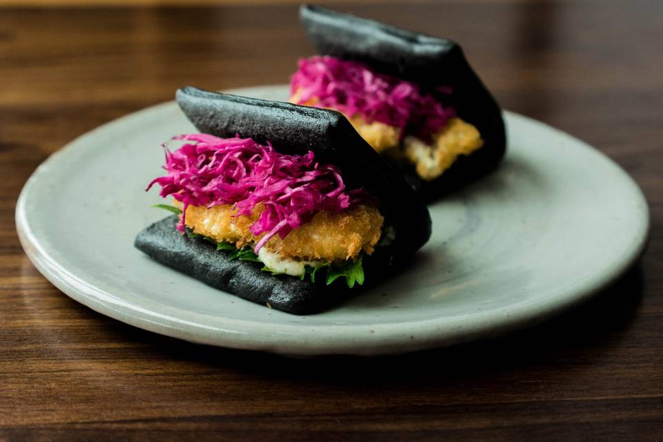 Squid ink oyster bao