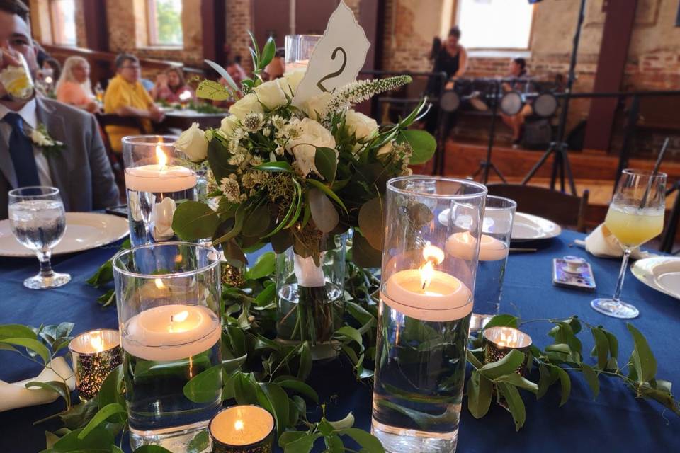 Floating candles centerpiece