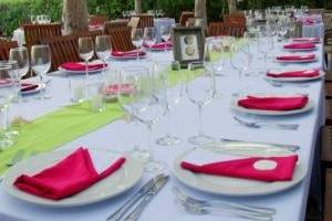 Table setup with centerpiece