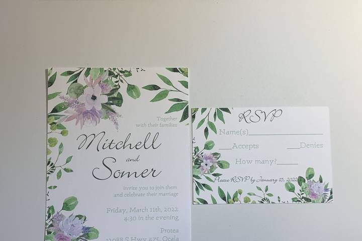 Purple green invitation