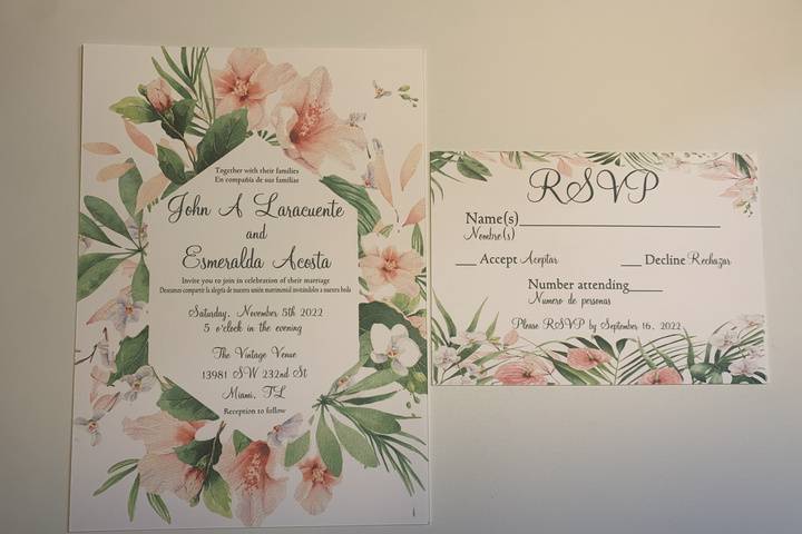 Pink floral invitation