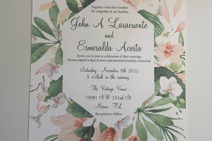 Pink floral invitation