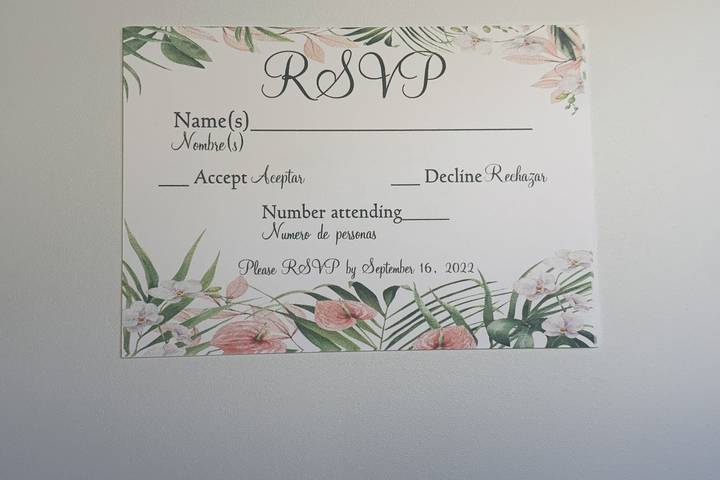 Pink floral RSVP