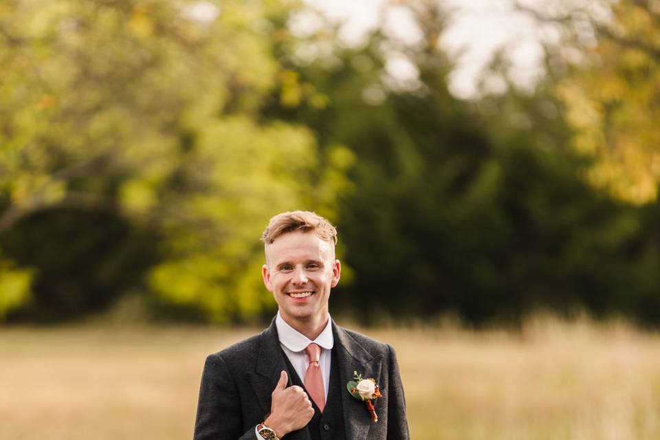 Groom posing