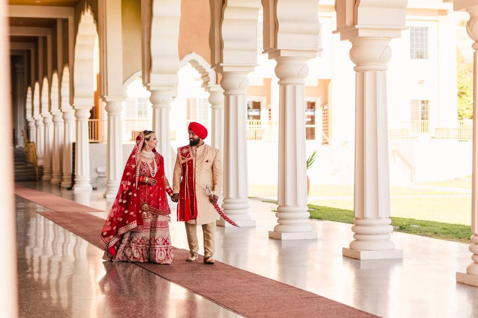 Indian couple by a temple