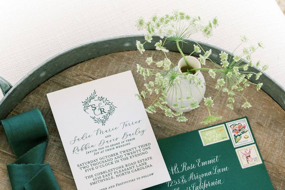 Custom Monogram Wedding Invite