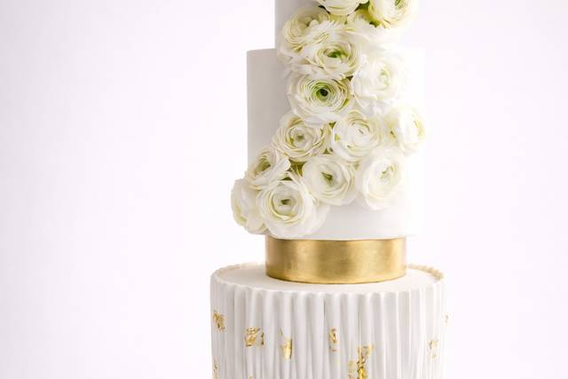 White and Gold Origami cake