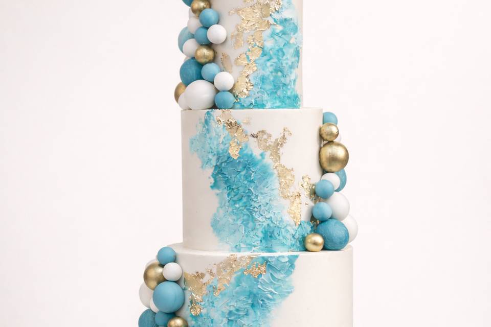 Textured teal and Gold