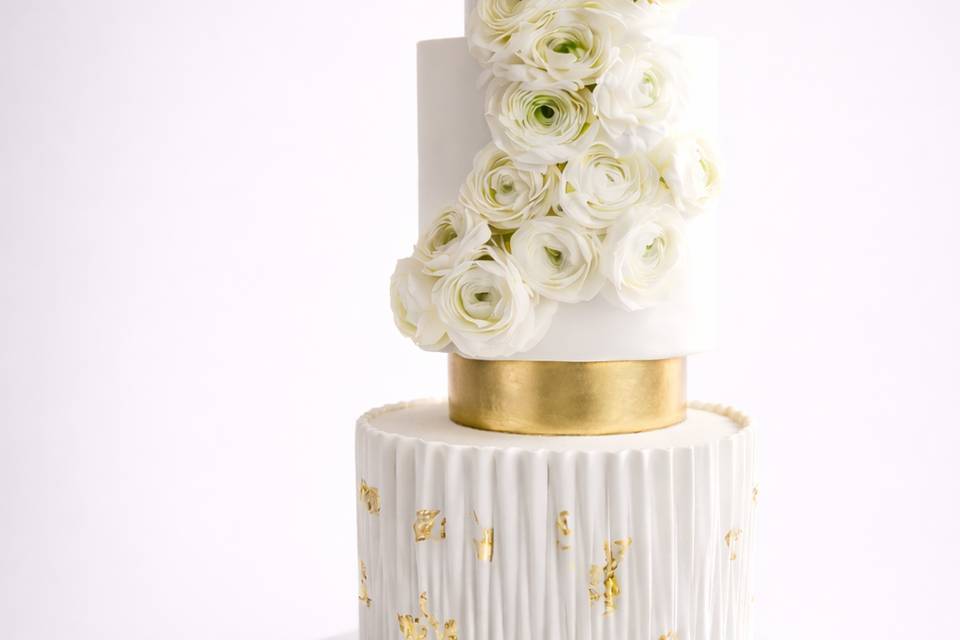 White and Gold Origami cake