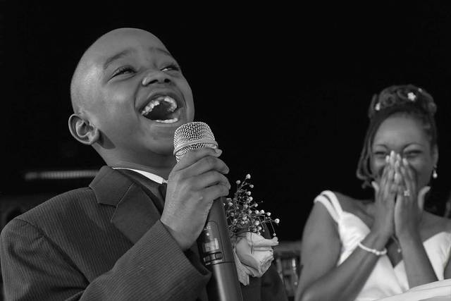 Young boy given a funny toast