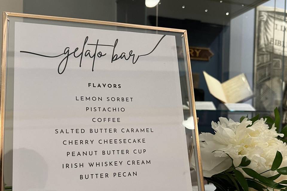 Gelato Menu