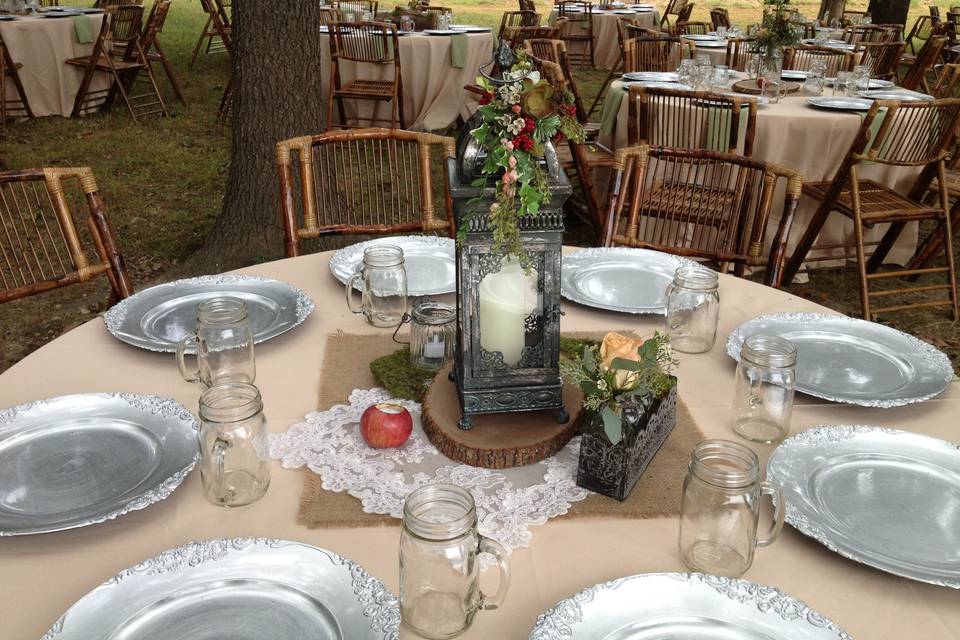 Outdoor event with bohemian apple theme