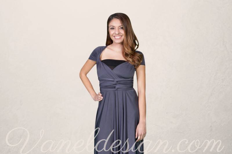 Short Grey  Convertible Bridesmaid Dress