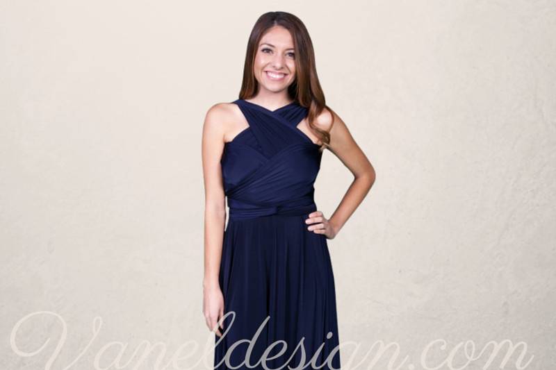 Short Blue  Convertible Bridesmaid Dress