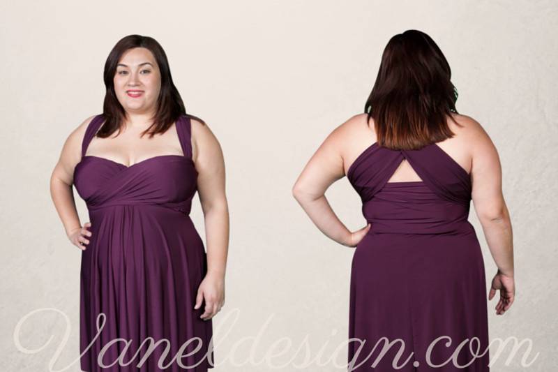 Plus Size Purple Convertible Bridesmaid Dress