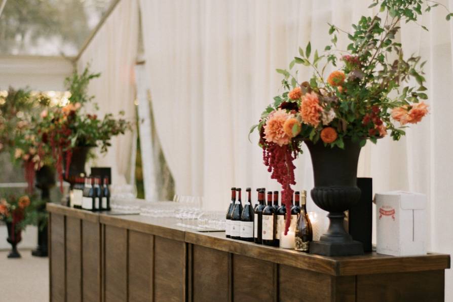Earthy floral wine bar