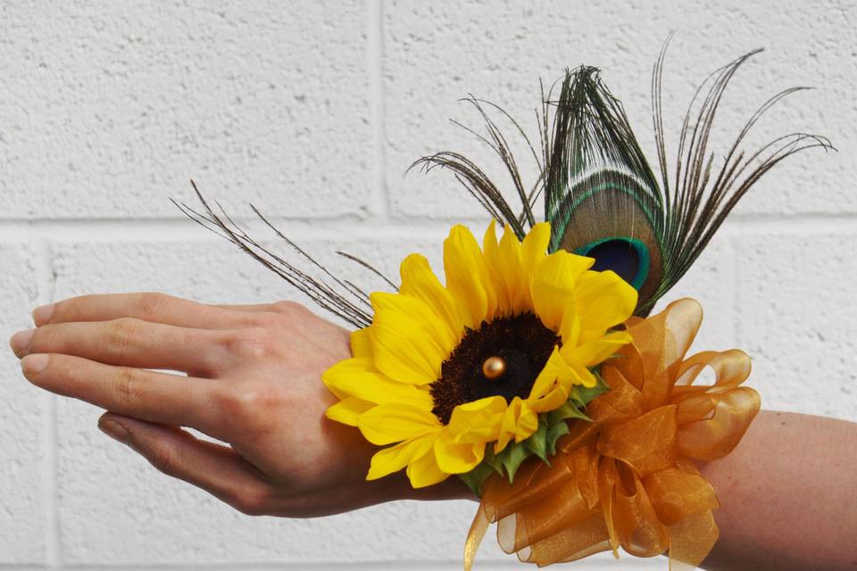 Sunflower wrist corsage