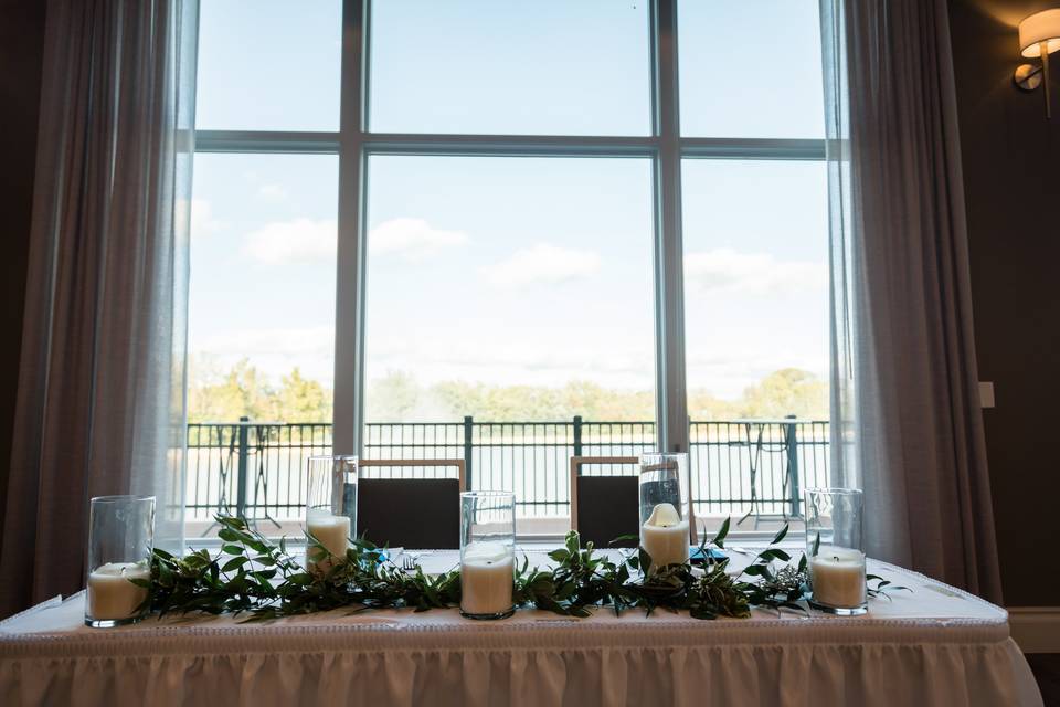 Sweetheart table with window view