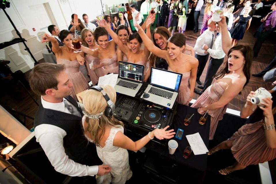 Newlyweds in the DJ booth