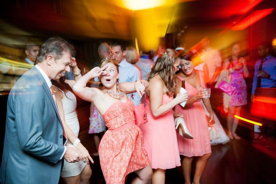 Bridal party dancing