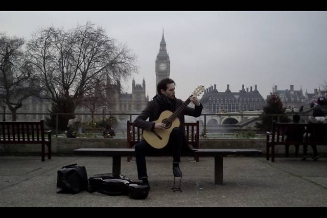 Performing at a wedding in front of Big Ben, London.