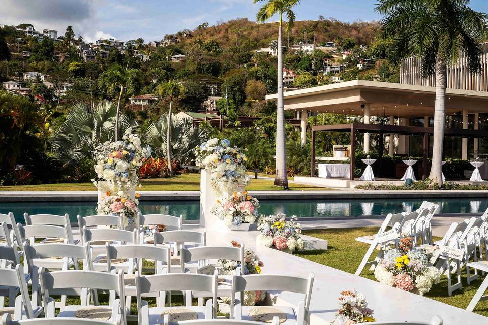Garden view ceremony setup