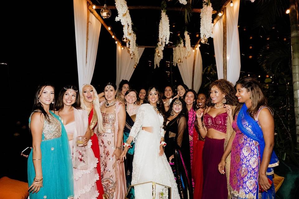Wedding guests with bride