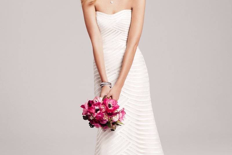 Anne Barge for the Nordstrom Wedding Suite: Ultra-Sleek 'Waverly' Gown with Textured Line Pattern & Slight A-Line Silhouette