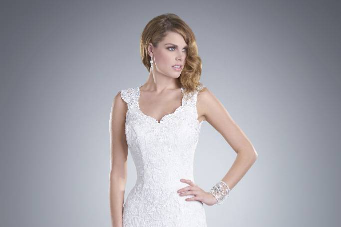 Ann <br>Fit & Flare Floral Lace Gown with Sweetheart Neckline & Keyhole Back