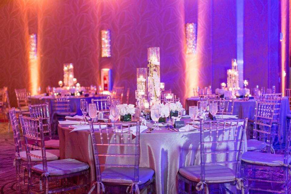 Table setup with centerpiece