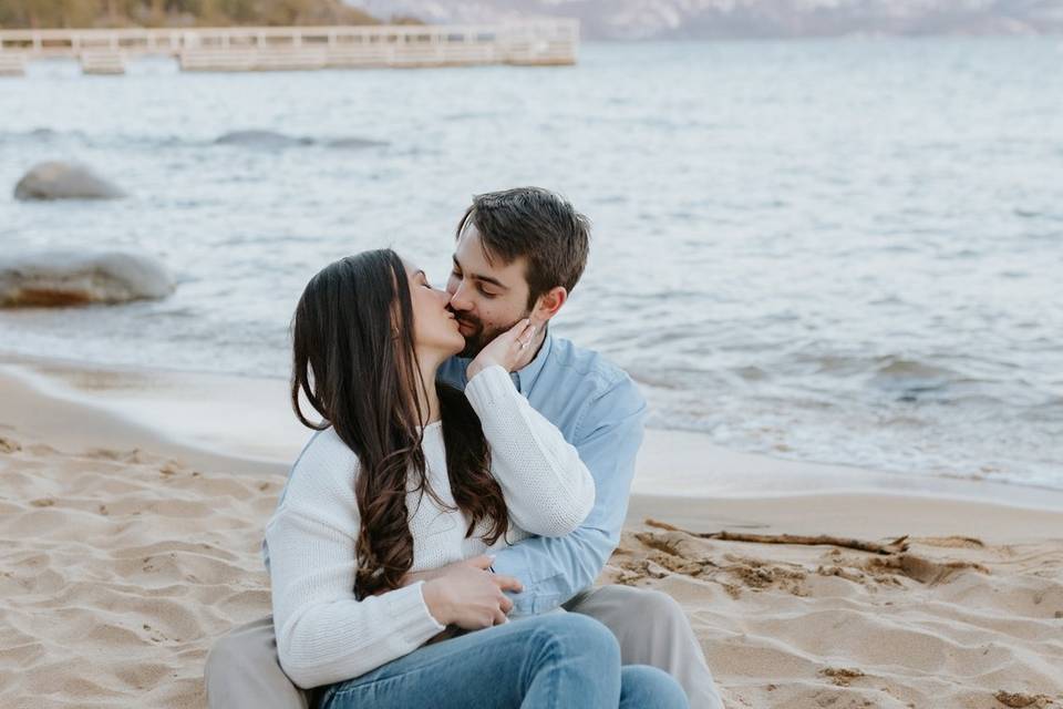 Lake Tahoe Couple Kissing