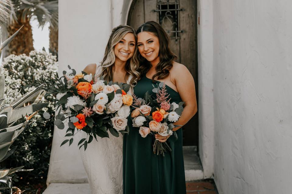 Bride and bridesmaid