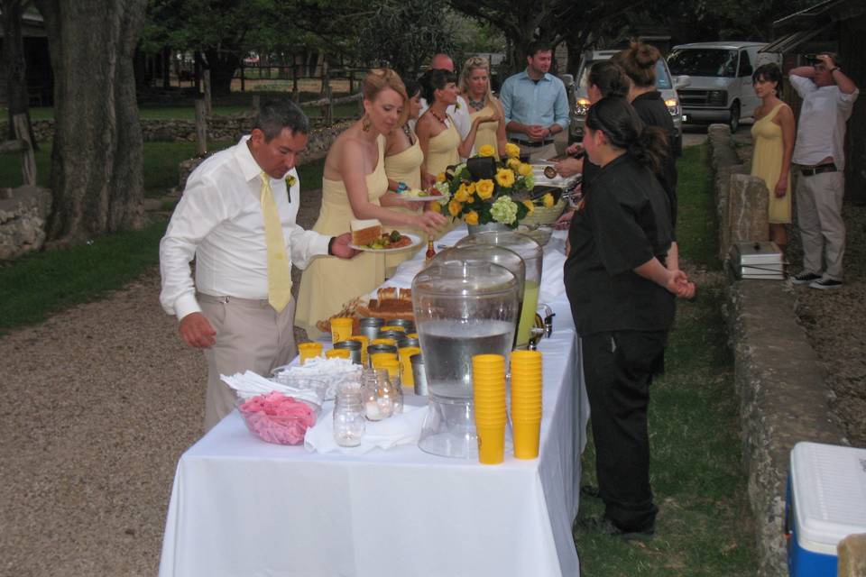 Flowers on the buffet table