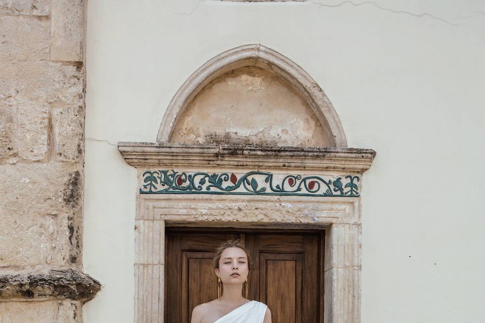Look 15 Hecaterides - Viscose crepe jersey one shoulder draped gown