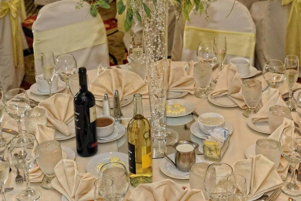 Table with floral centerpiece