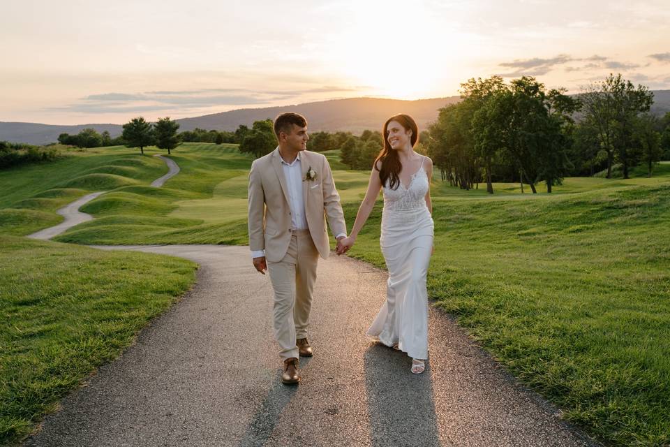 Newlyweds in Golden hour